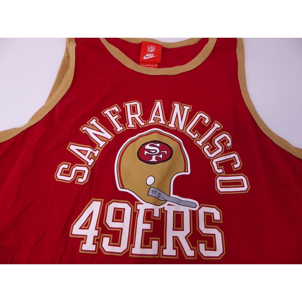 Nike NFL San Francisco 49ers Tank Top Men's Large Red Ringer Helmet Logo Shirt